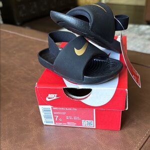 Nike Black and Gold Slide Sandals with Adjustable Straps brand new with tags “